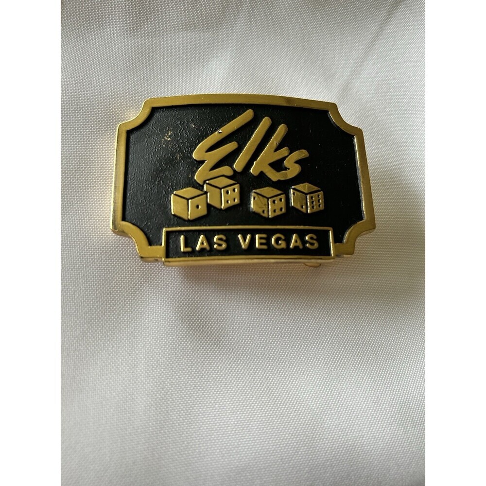 Vintage Las Vegas Elks Lodge BPOE Belt Buckle Sin City Nevada Fraternal Jewelry